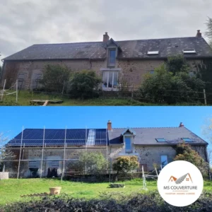 Pose de panneaux solaires et remplacement de tuiles